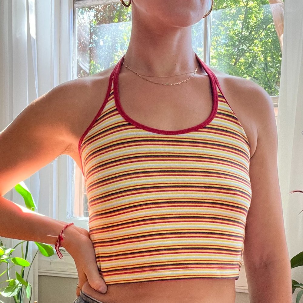 Vintage 90s Striped Halter Top
